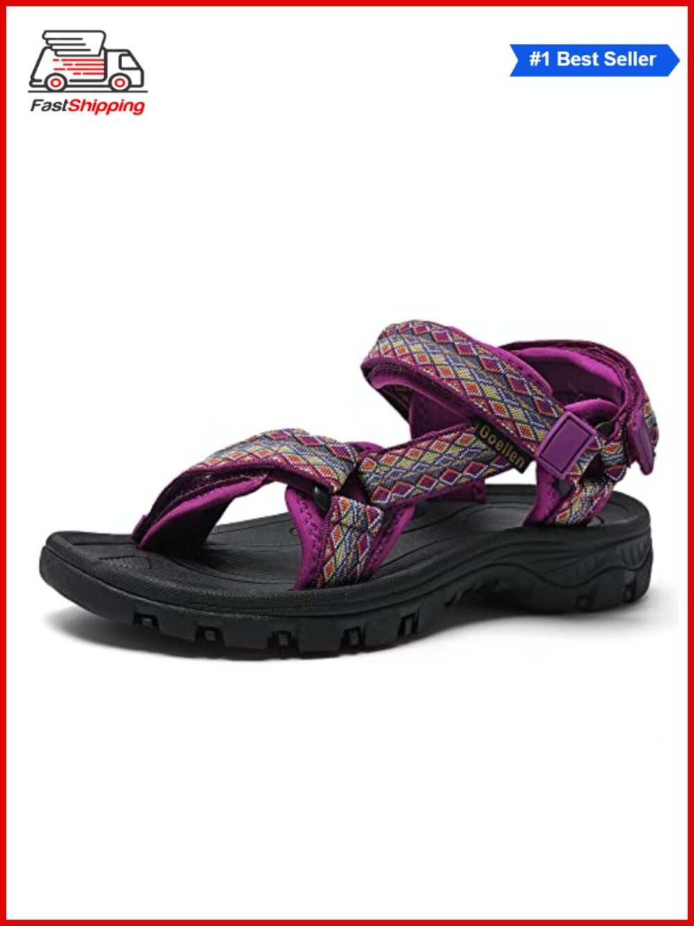 Women's Hiking Sport Sandals Water Athletic Arch Support Adjustable Velcro